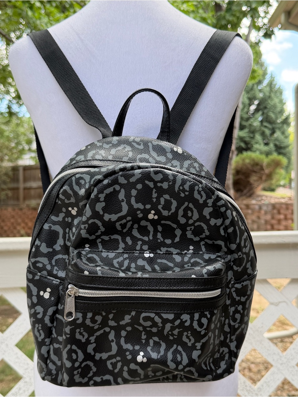 Disney Parks Animal Kingdom Black Leopard Print Icon Mini Backpack Hidden Mickey